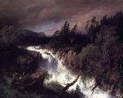 赫尔曼 赫尔佐格 : Mountain Landscape and Waterfall